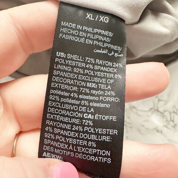 WHBM Gray Super Soft Knit Satin Tie Back Mini Dress women’s size XL - Picture 8 of 11